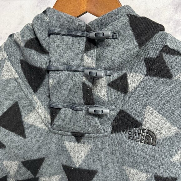 The North Face Fleece Jacket Womens Small 19x24 Gray Hood Geo Aztec - Picture 3 of 15
